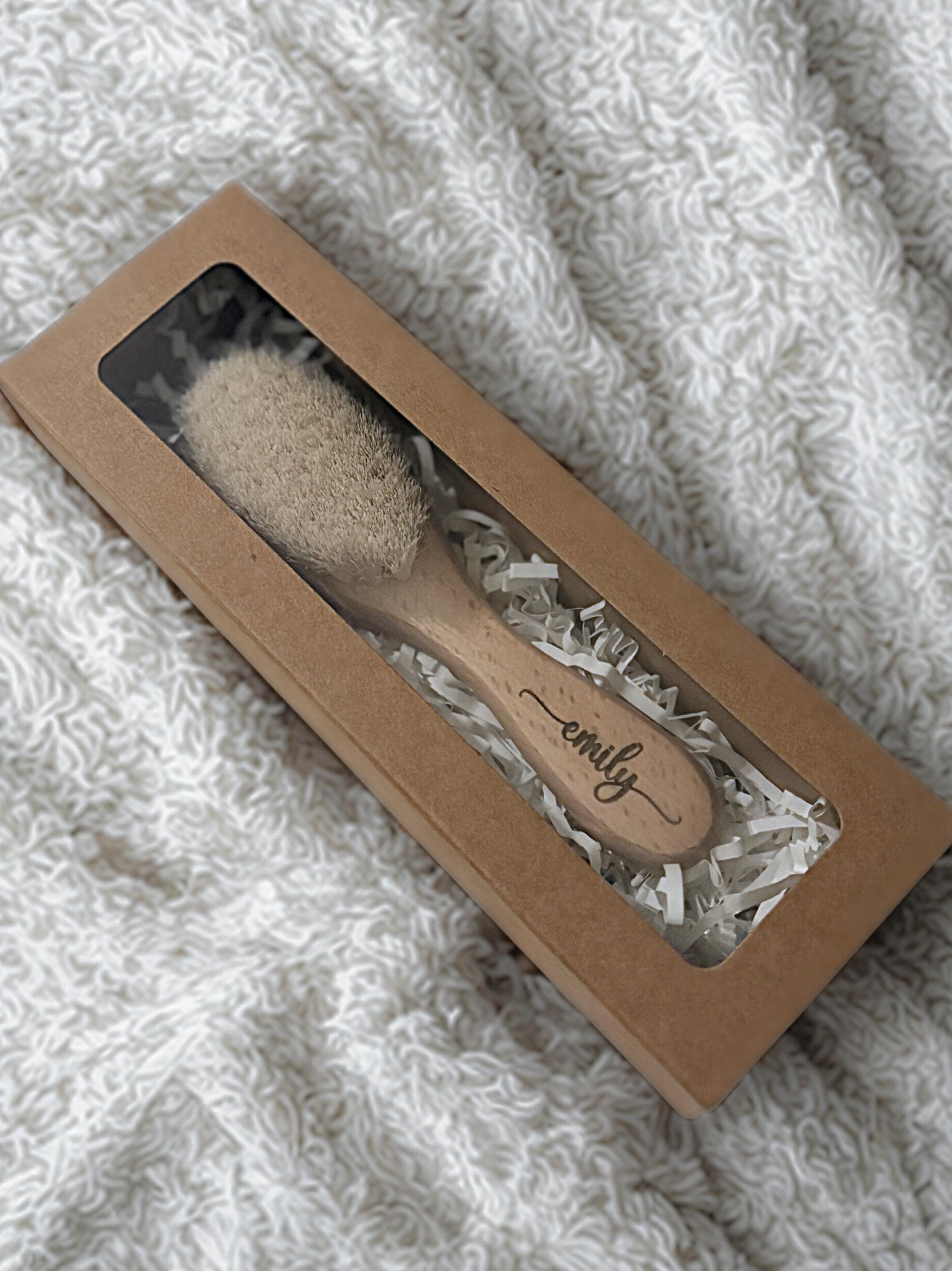 Gepersonaliseerde houten baby haarborstel met naam