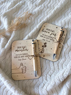 Houten bedankkaart met gegraveerde pen | Cadeau voor juf of meester