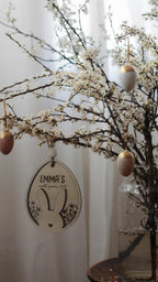 Gepersonaliseerd Houten Paasornament “Eerste Pasen” met Naam