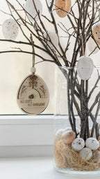 Houten Paasornament “Hij Leeft, Hij Overwon” | Christelijke Paasdecoratie