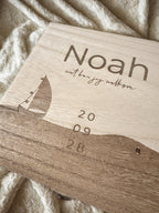 Houten bewaardoos baby | Design op basis van geboortekaartje