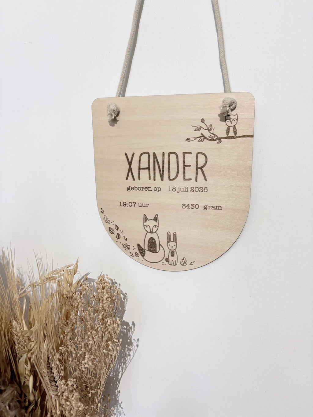 Gepersonaliseerde houten geboortehanger met naam