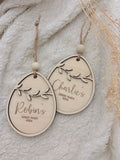 Gepersonaliseerd Houten Paasornament “Eerste Pasen” met Naam | Takjes