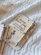Houten bedankkaart met gegraveerde pen | Cadeau voor juf of meester