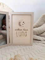 Houten tweeluik lijstje met naam | Minimalistisch design