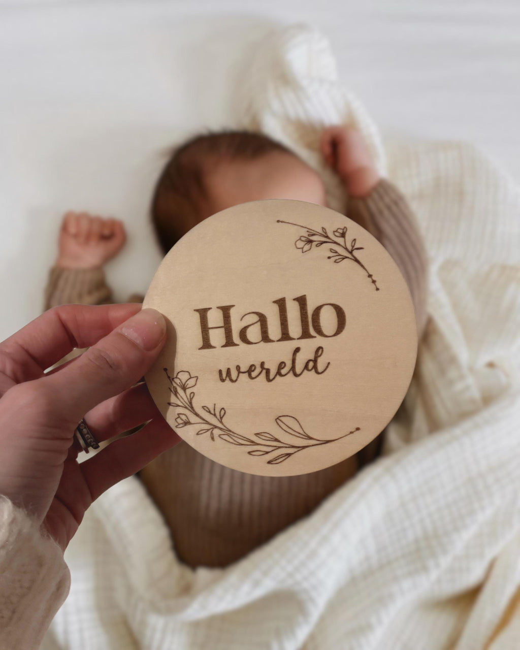 Houten mijlpaal bordjes baby Botanisch