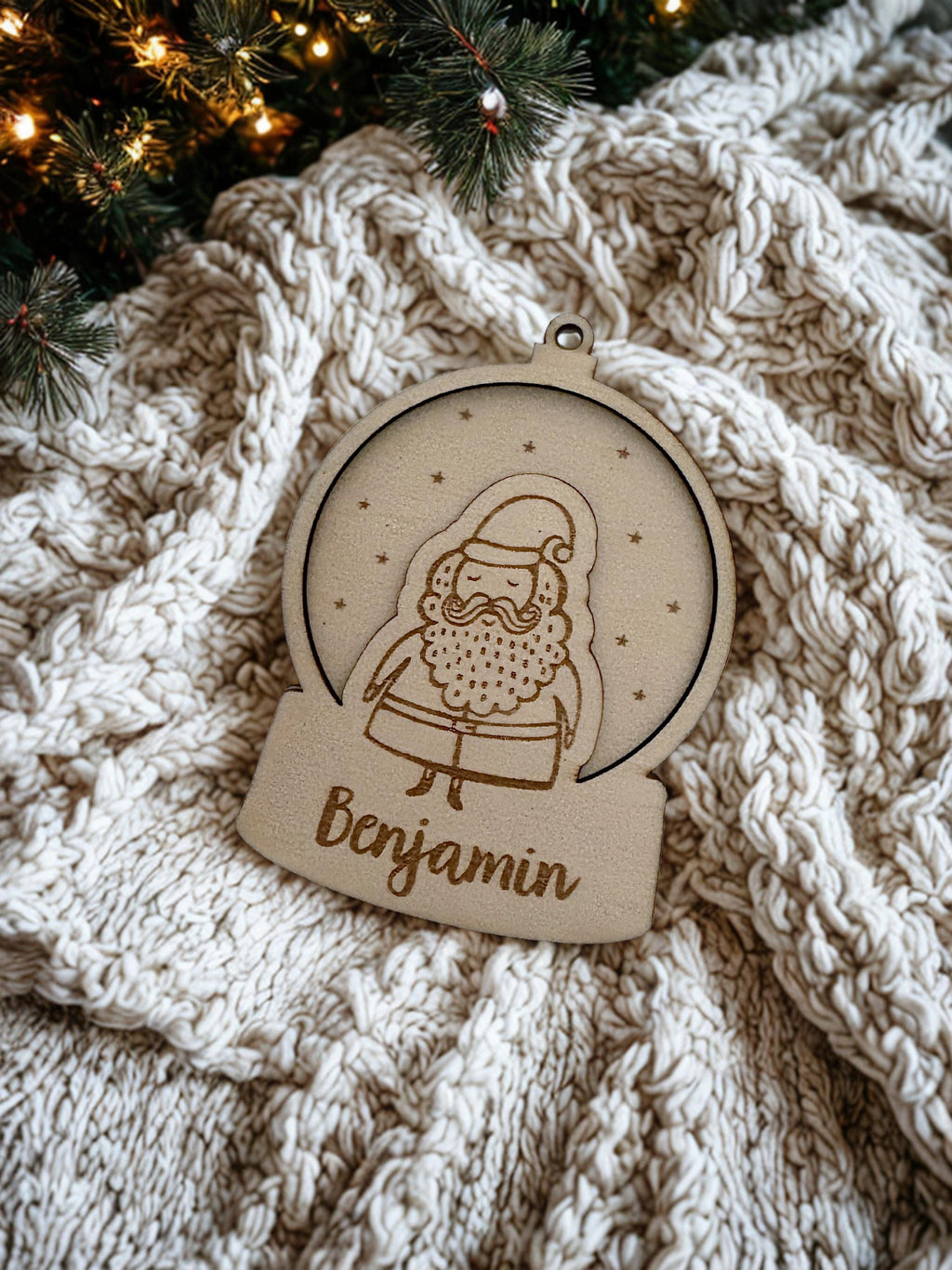 Gepersonaliseerde houten sneeuwbol met naam
