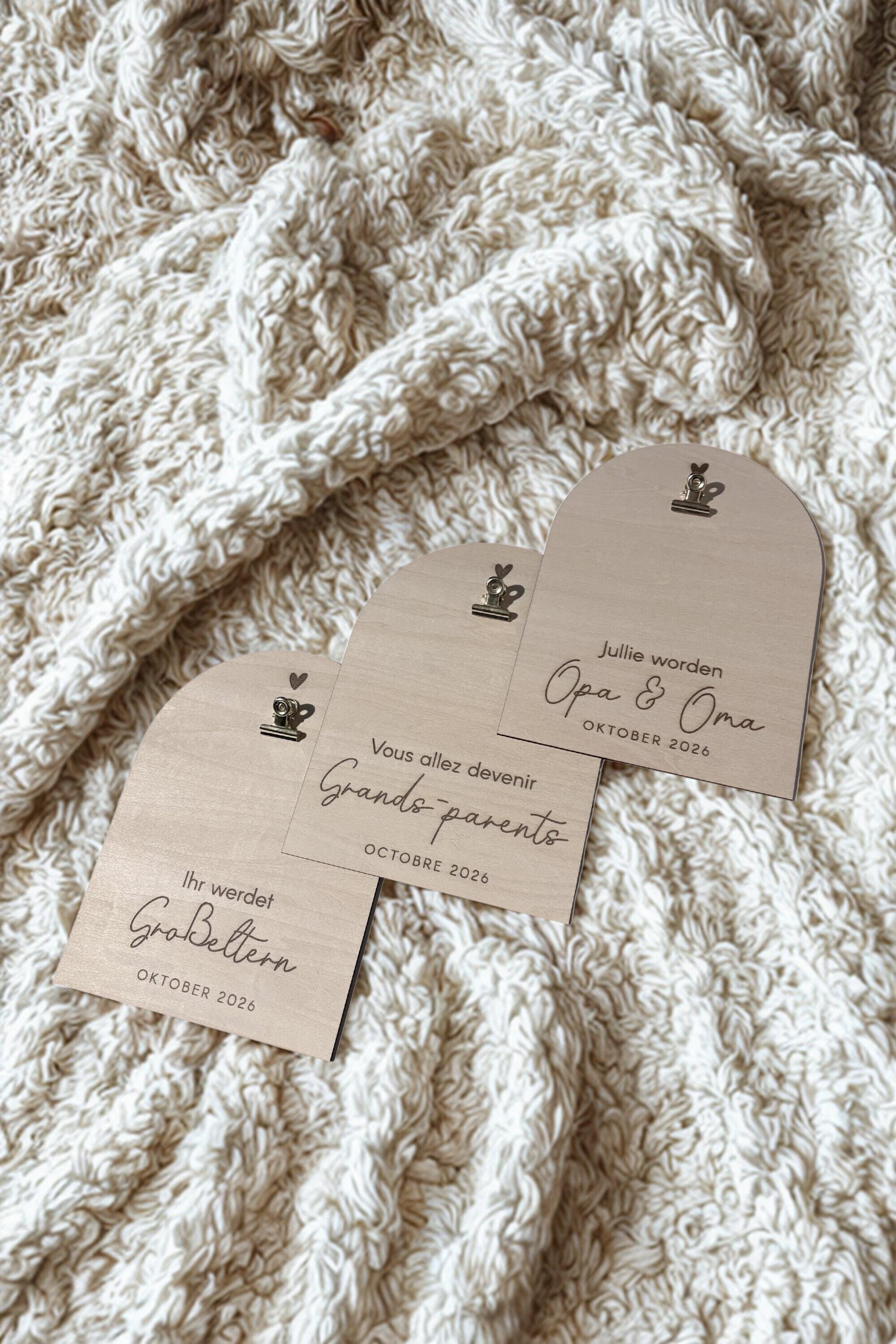 Gepersonaliseerd houten zwangerschapsaankondiging bord voor opa & oma