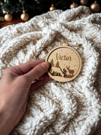 Gepersonaliseerde houten kerstbal met herten