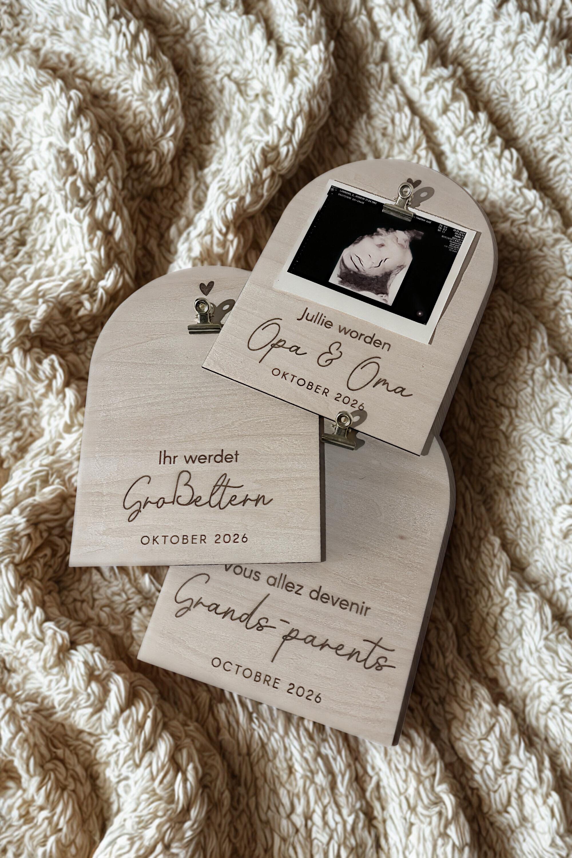 Gepersonaliseerd houten zwangerschapsaankondiging bord voor opa & oma