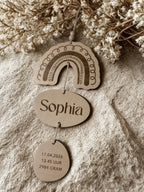 Gepersonaliseerde houten geboorte hanger | Botanisch