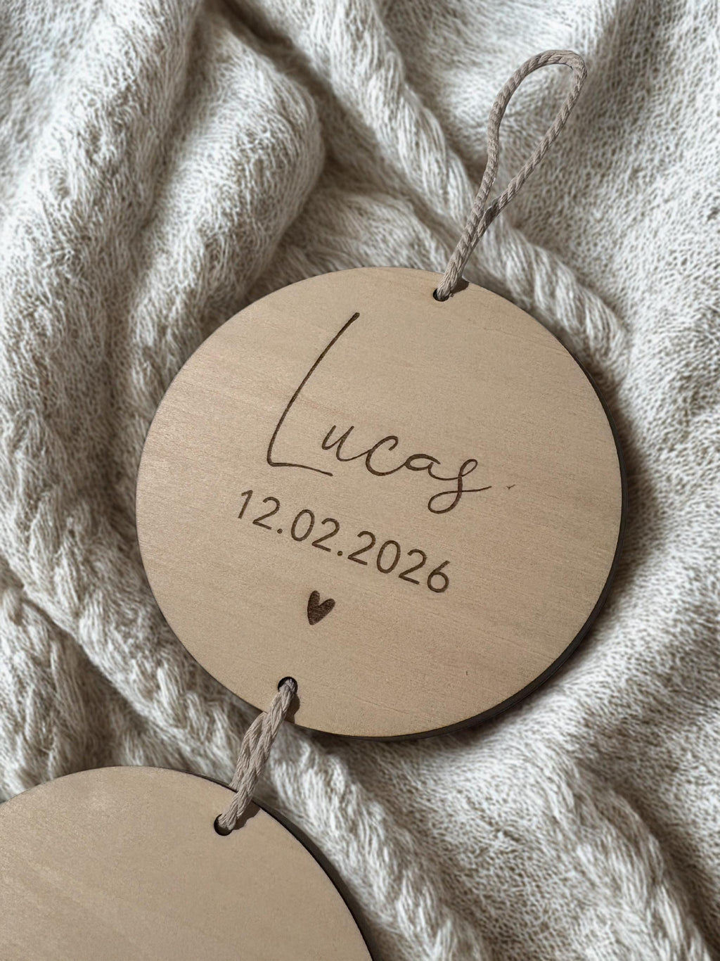 Gepersonaliseerde houten geboorte hanger 3-delig