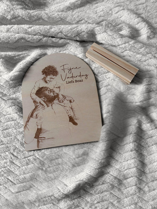 Gegraveerd houten fotobord | Persoonlijk Vaderdag cadeau