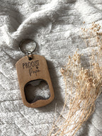 Houten bieropener sleutelhanger | Gepersonaliseerd Vaderdag cadeau