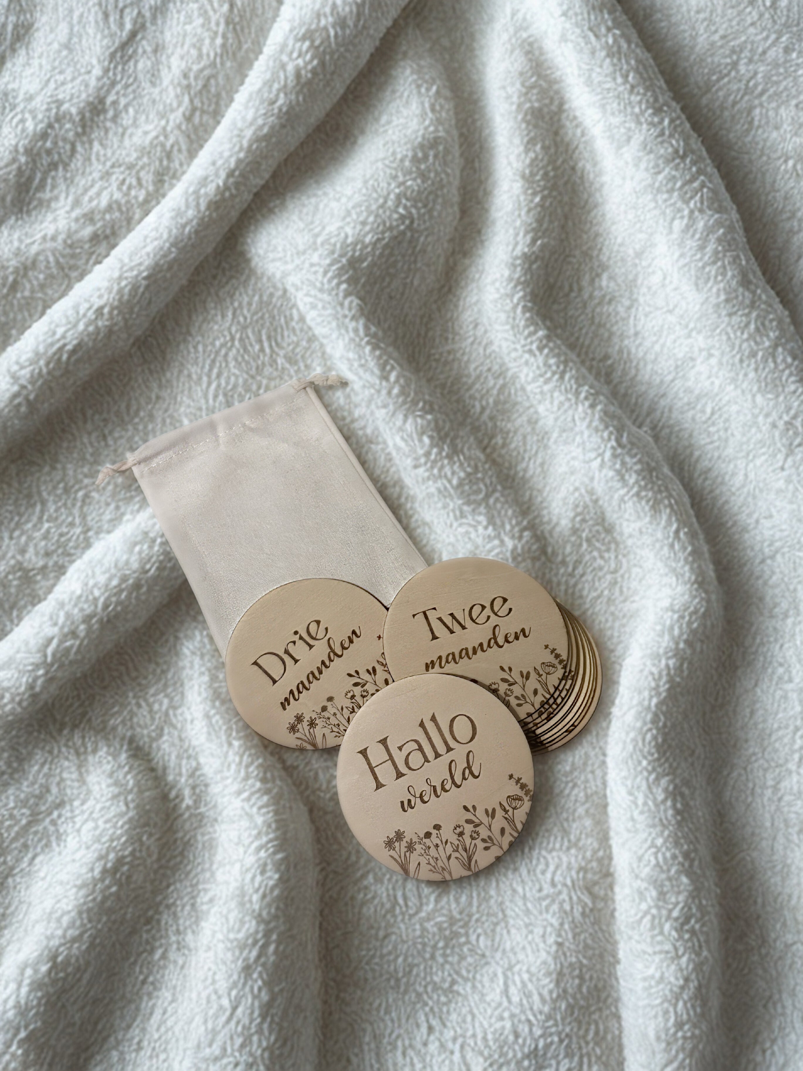 Houten mijlpaal bordjes baby Wildflowers