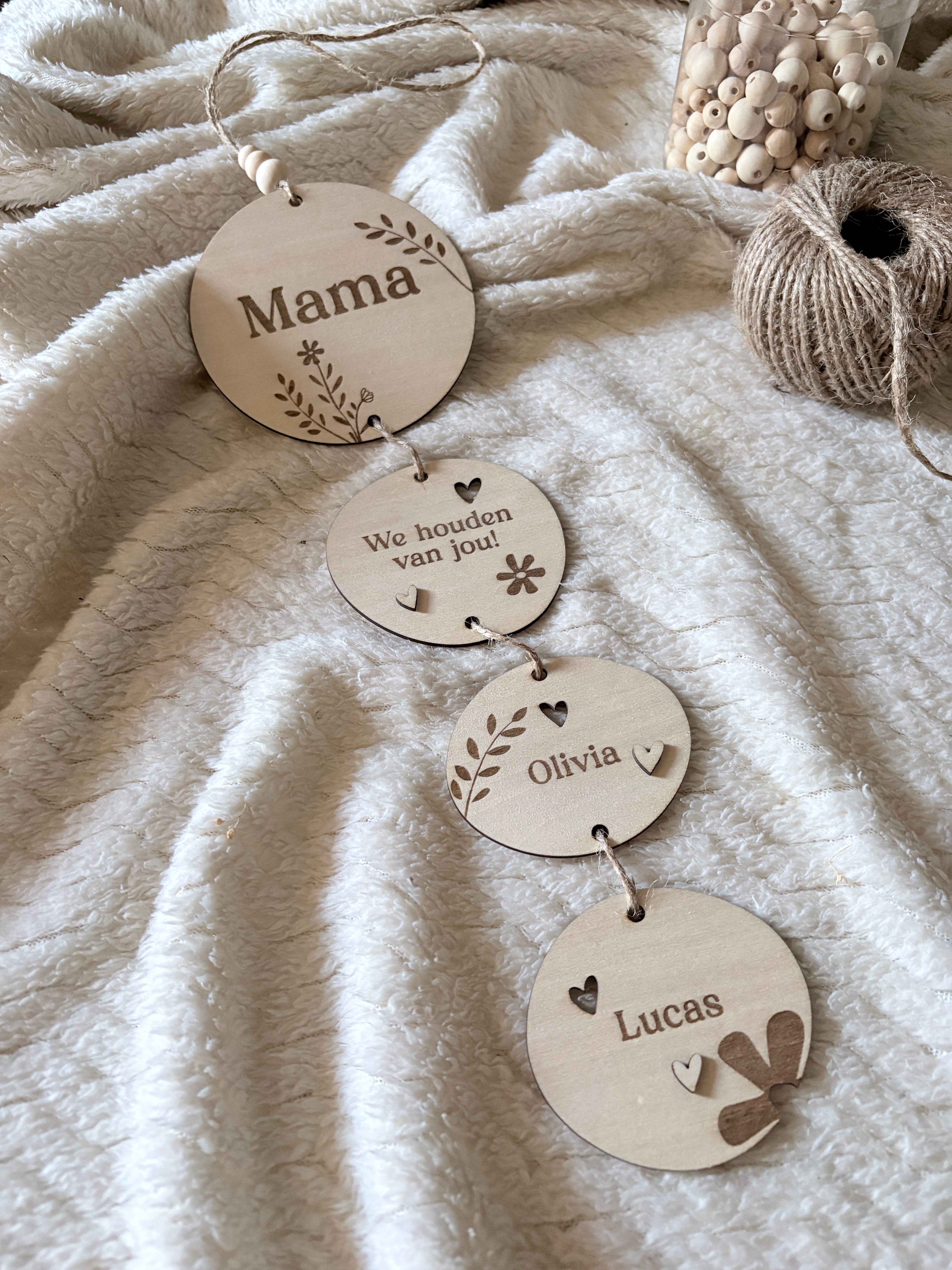 Houten hanger set | Gepersonaliseerd voor mama