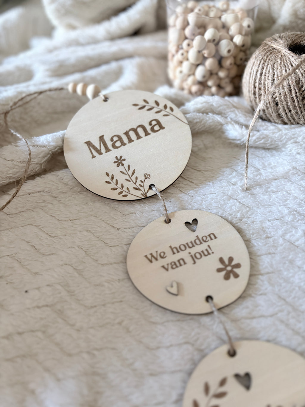 Houten hanger set | Gepersonaliseerd voor mama