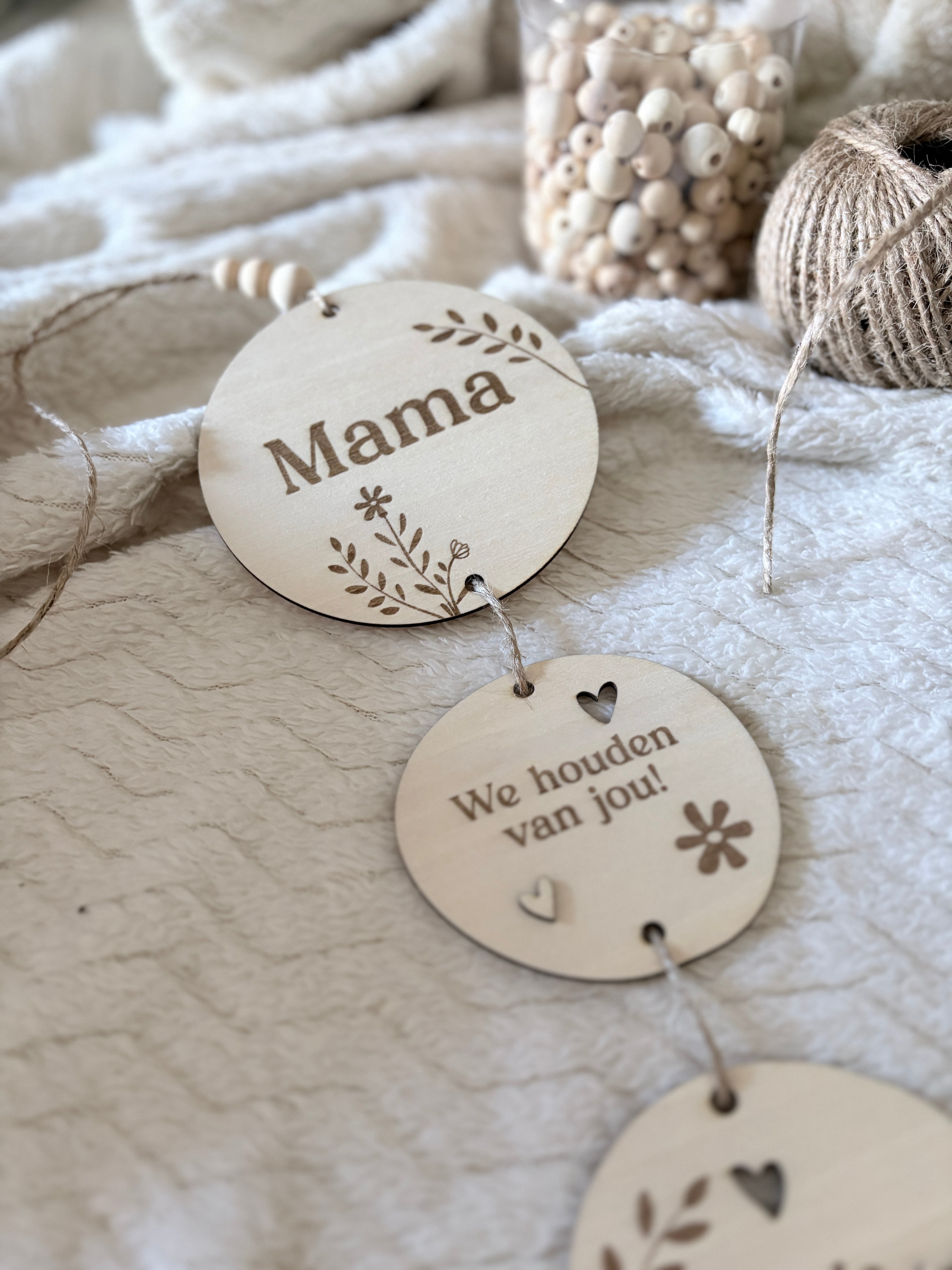 Houten hanger set | Gepersonaliseerd voor mama