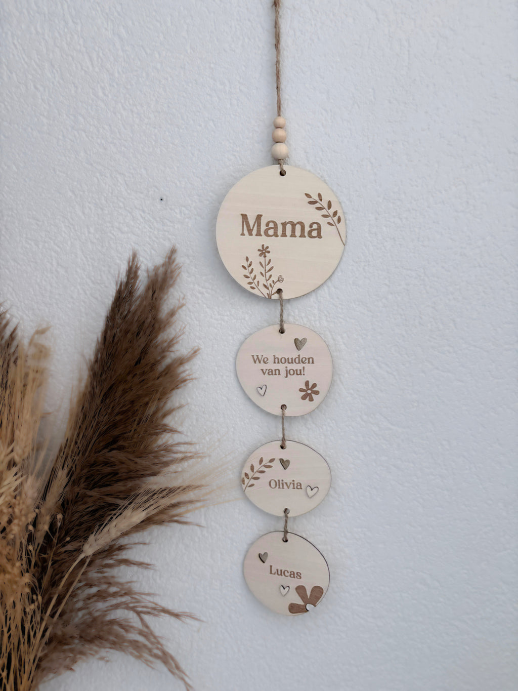 Houten hanger set | Gepersonaliseerd voor mama