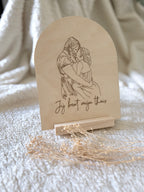 Houten decoratie bordje | Line art