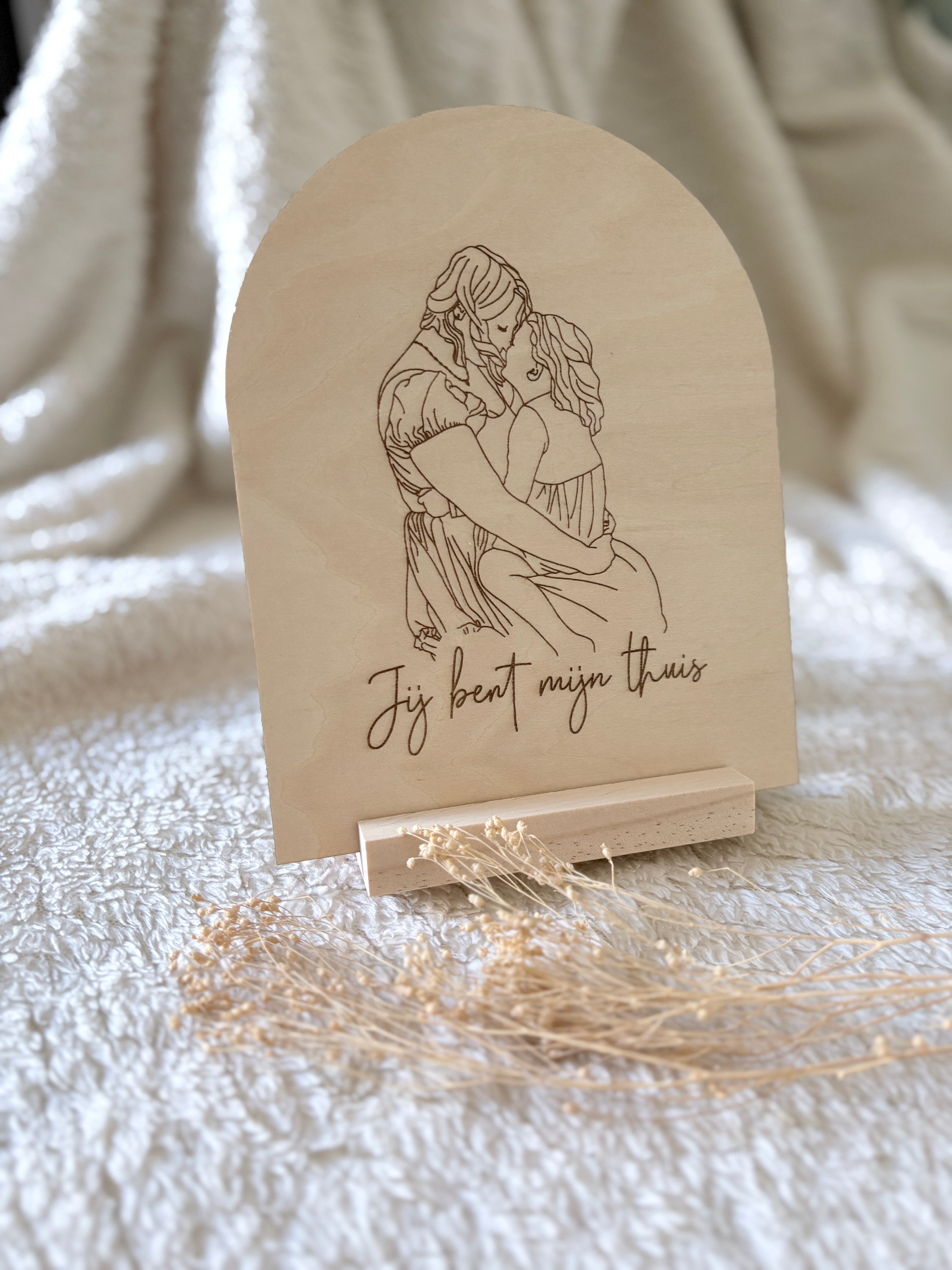 Houten decoratie bordje | Line art