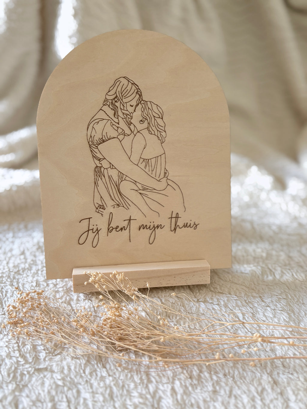 Houten decoratie bordje | Line art