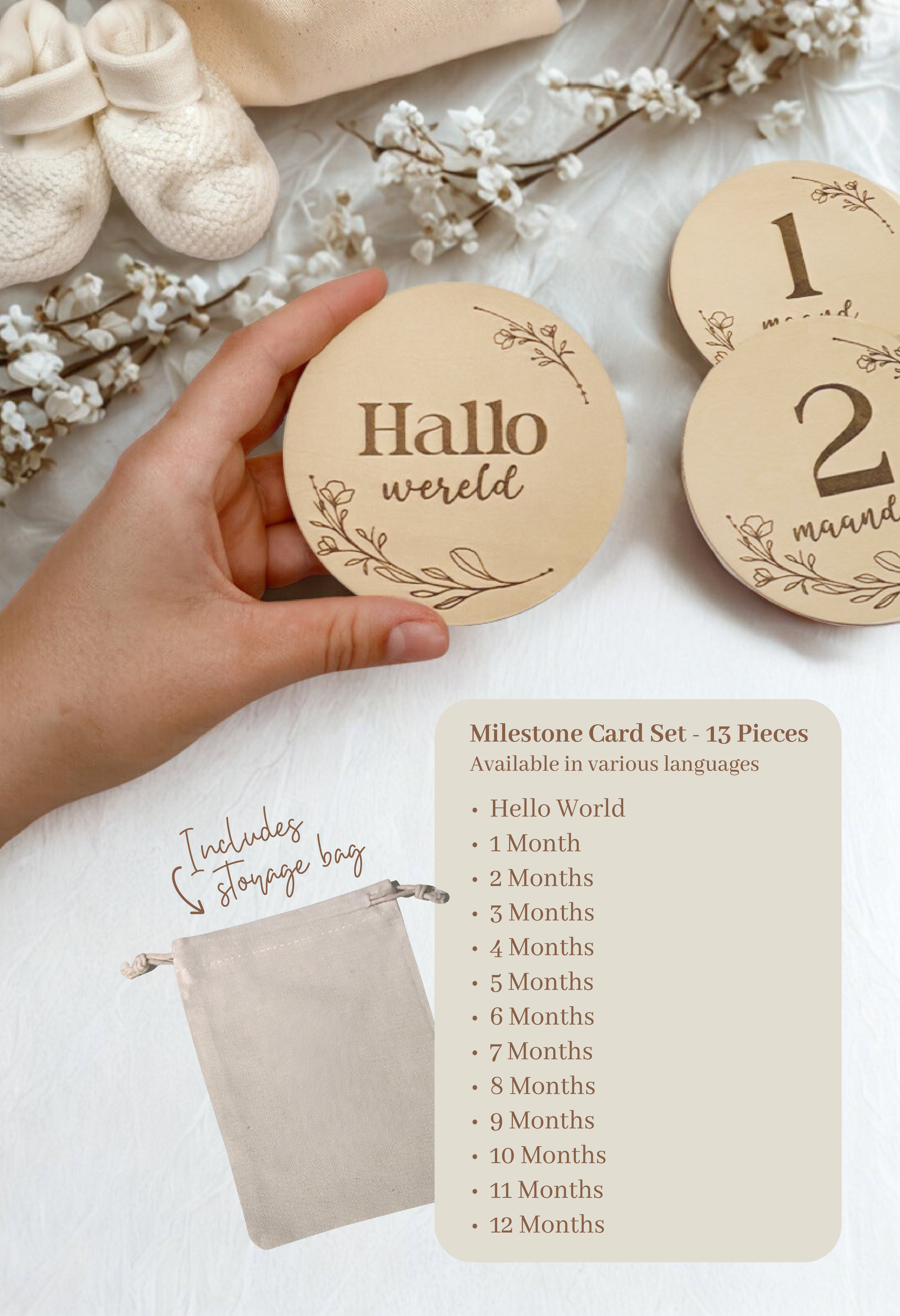 Houten mijlpaal bordjes baby Botanisch