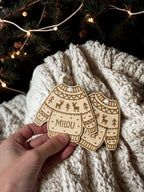 Gepersonaliseerd houten kersttrui ornament met naam