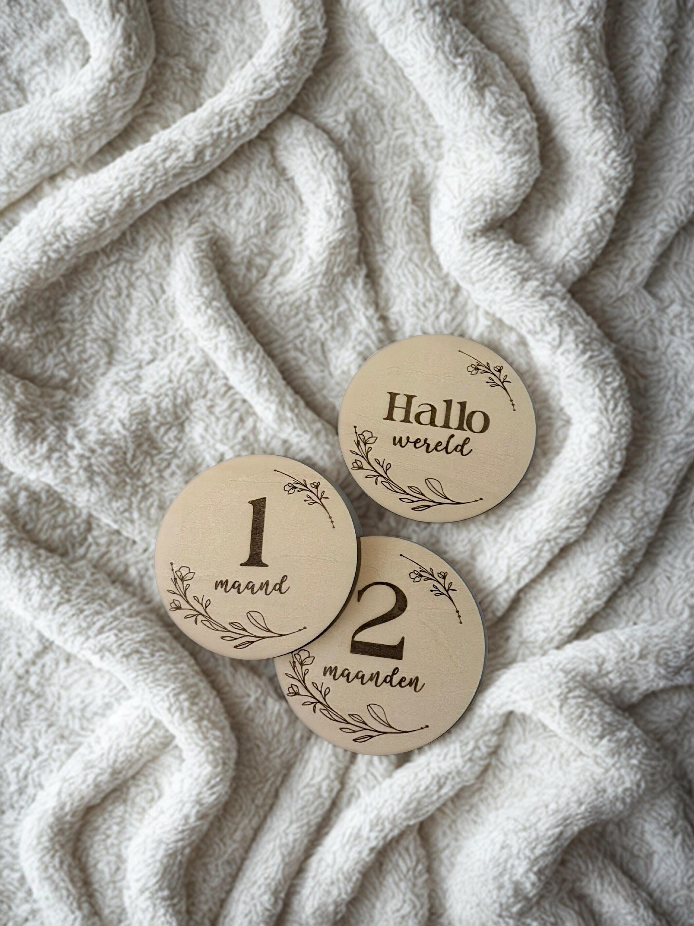Houten mijlpaal bordjes baby Botanisch