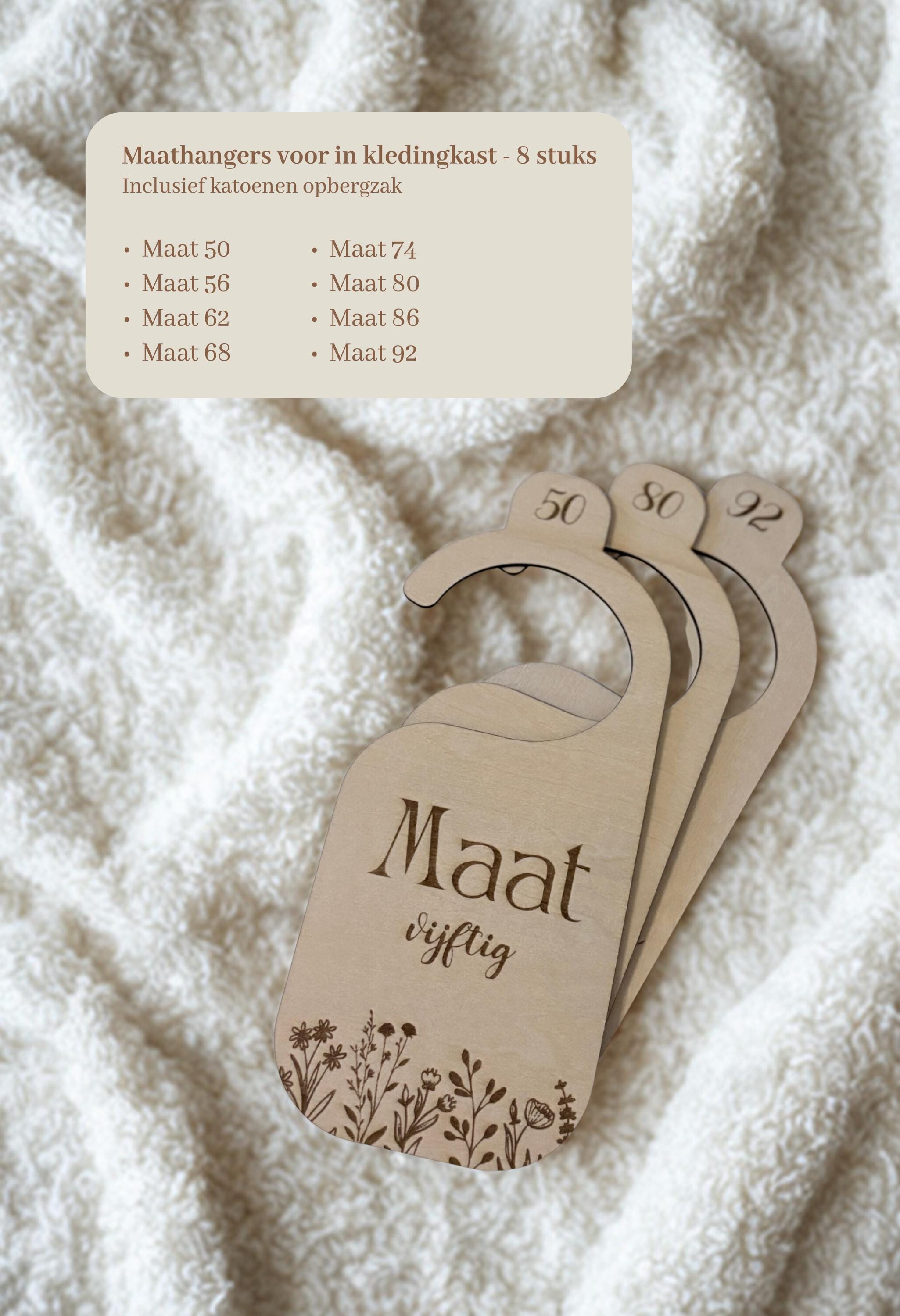 Houten maathangers babykleding | Wildflower design