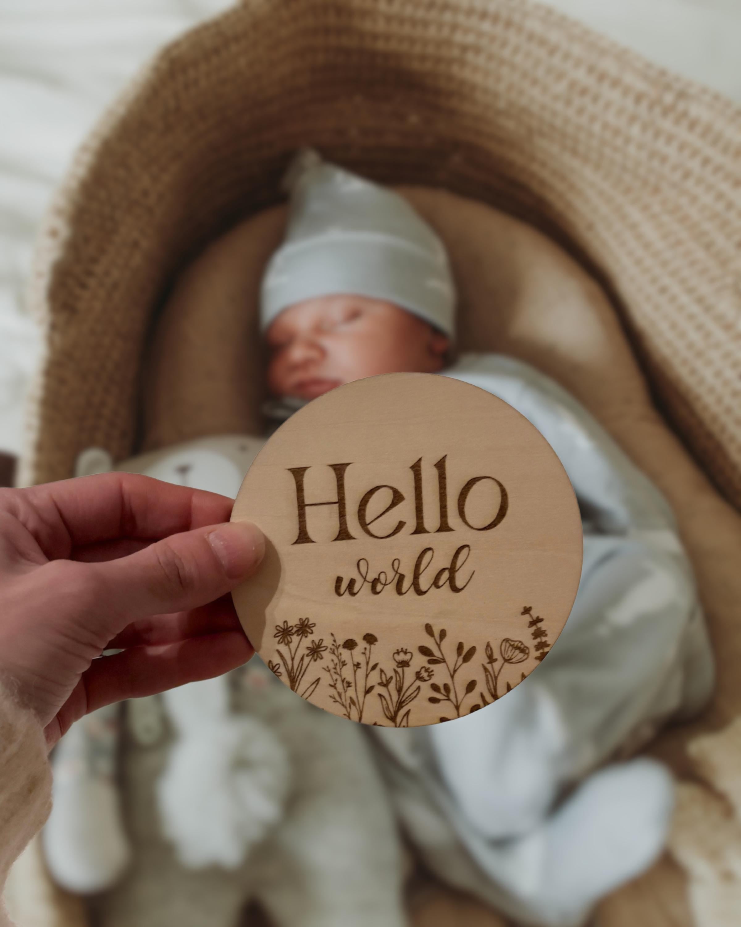 Houten mijlpaal bordjes baby Wildflowers