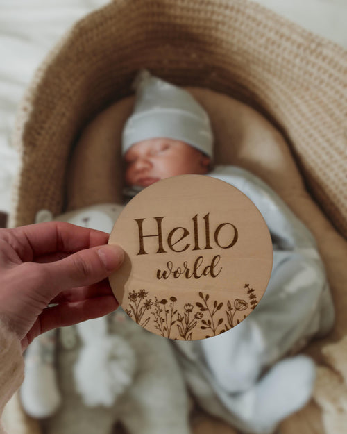Houten mijlpaal bordjes baby Wildflowers