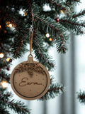 Gepersonaliseerde houten kerstbal Eerste Kerst