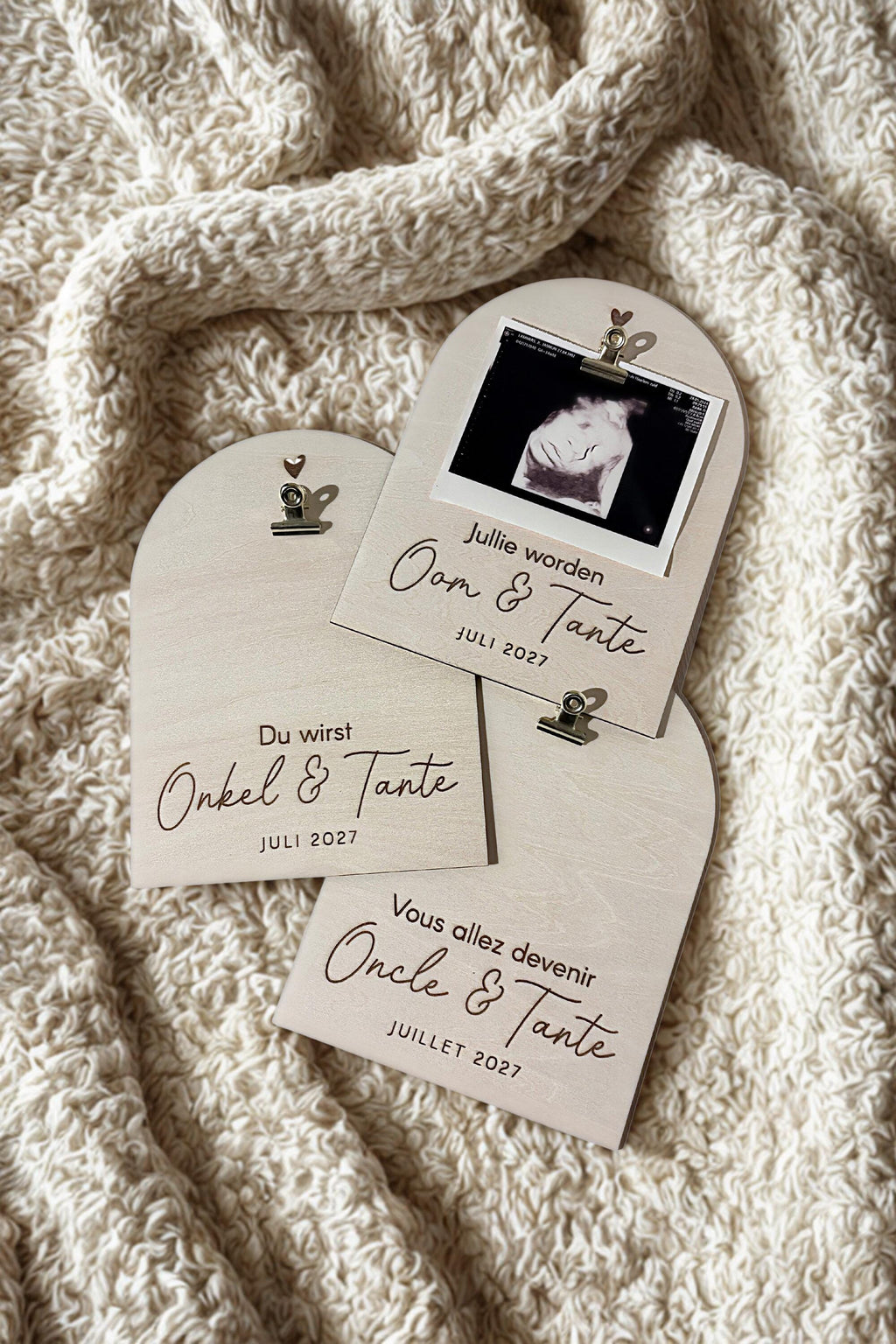 Gepersonaliseerd houten zwangerschapsaankondiging bord voor oom & tante