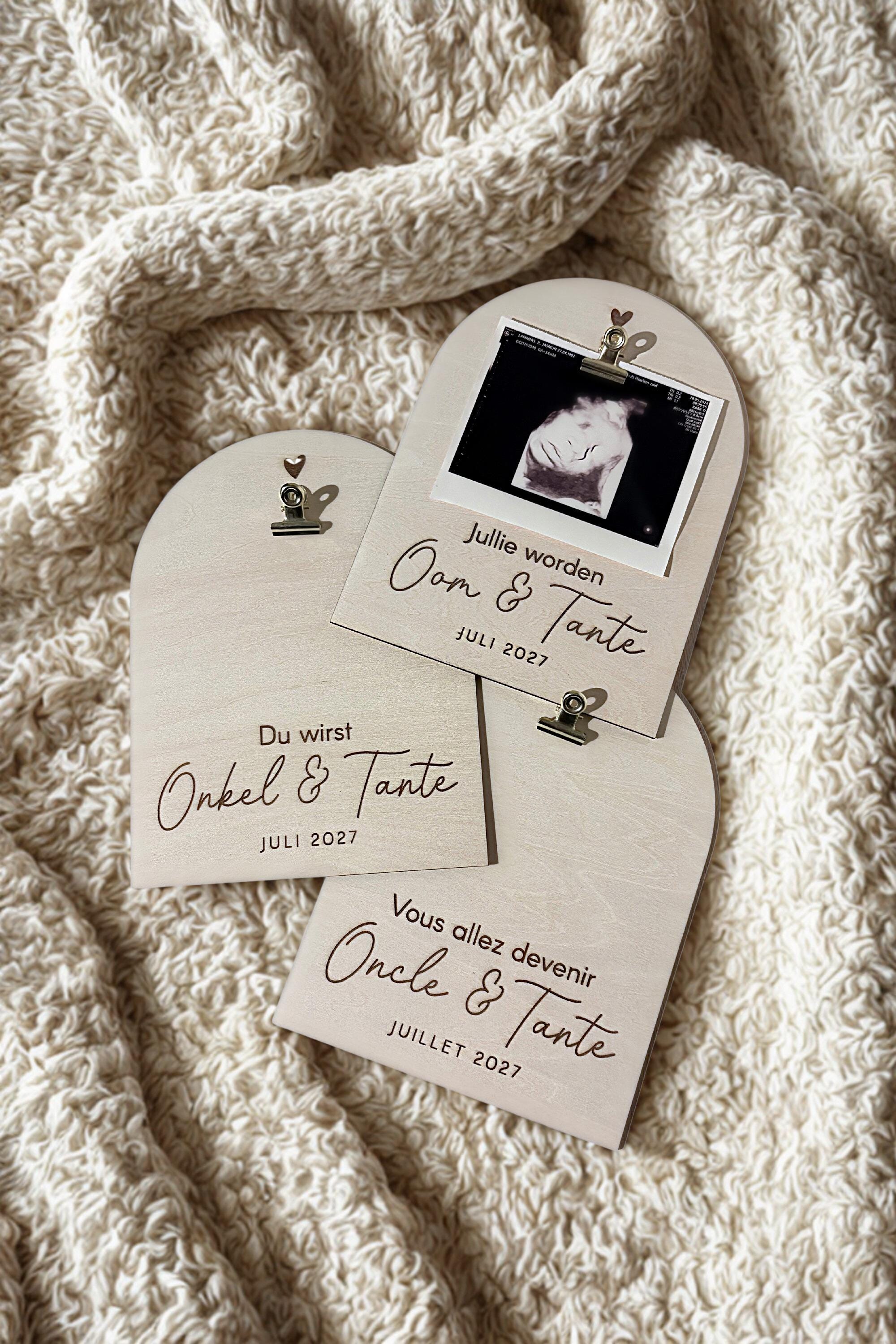 Gepersonaliseerd houten zwangerschapsaankondiging bord voor oom & tante